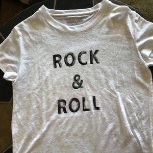 Women's White Rock & Roll Graphic Linen Tee